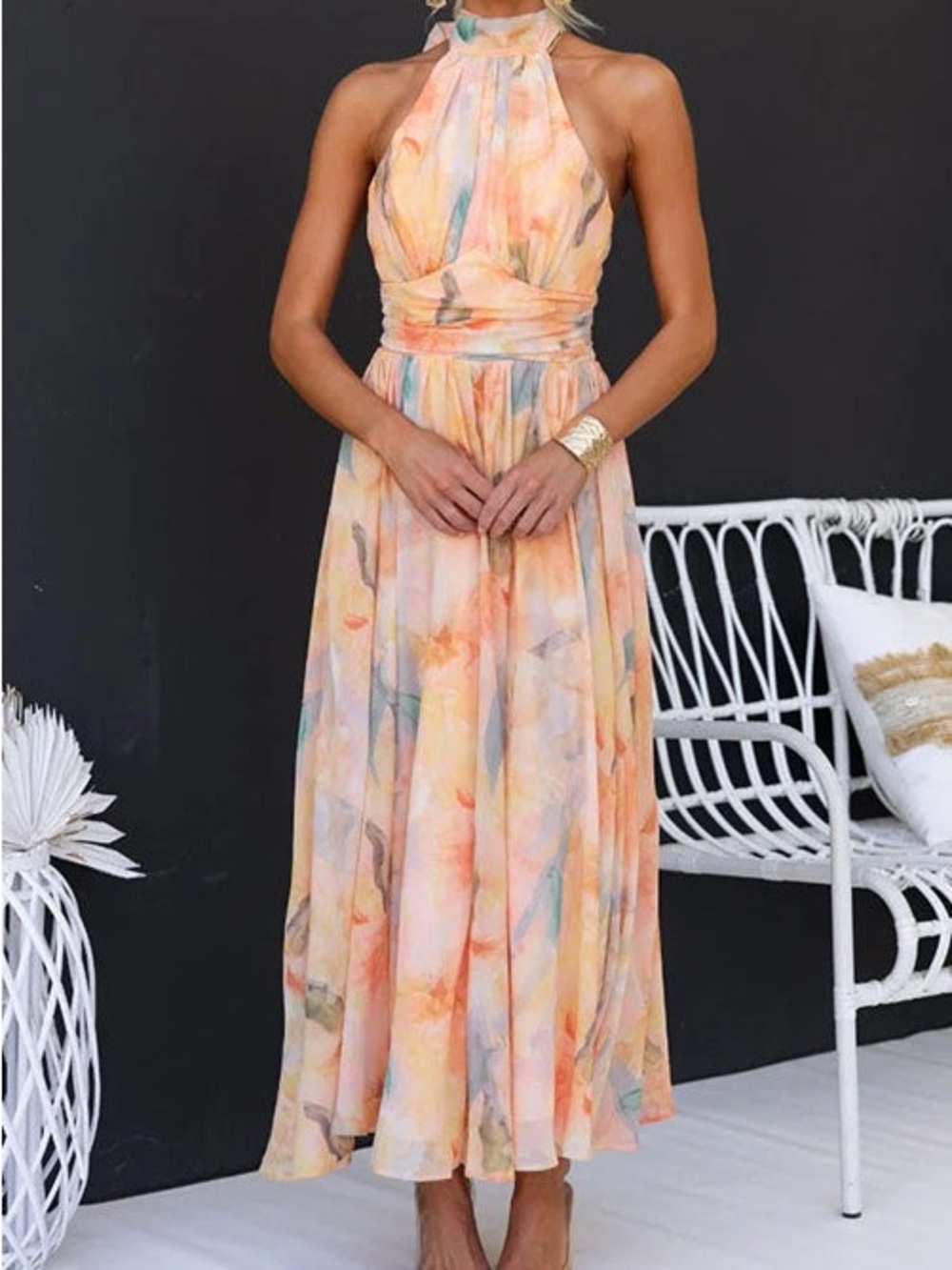 Women’s Halter Dress in pastel colors NWOT Summer Dress Garden Theme